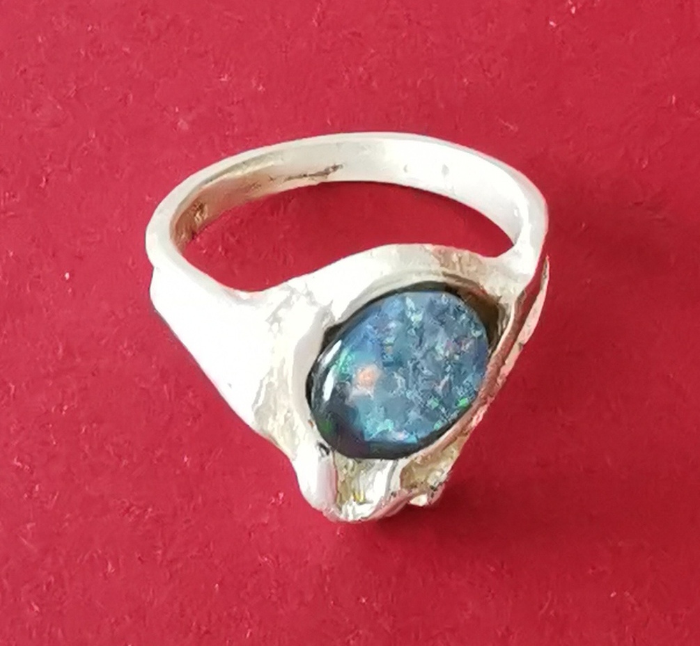Opal ring  stemplet 925 HS